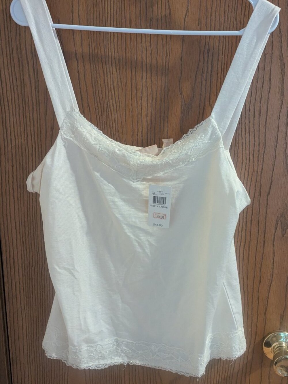 NWT Kate Hill Lace Beading Cream Cami Tank Top Layering Feminine Boho XL